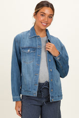 Medium Wash Oversized Maternity Denim Jackets