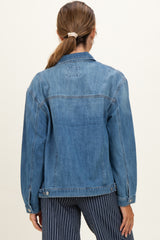 Medium Wash Oversized Maternity Denim Jackets