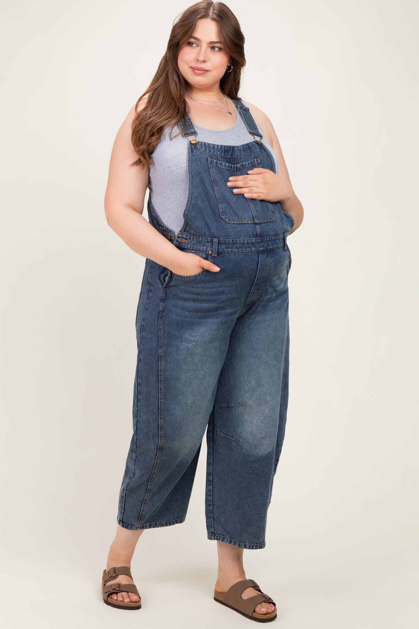 Denim Vintage Wash Plus Maternity Overall