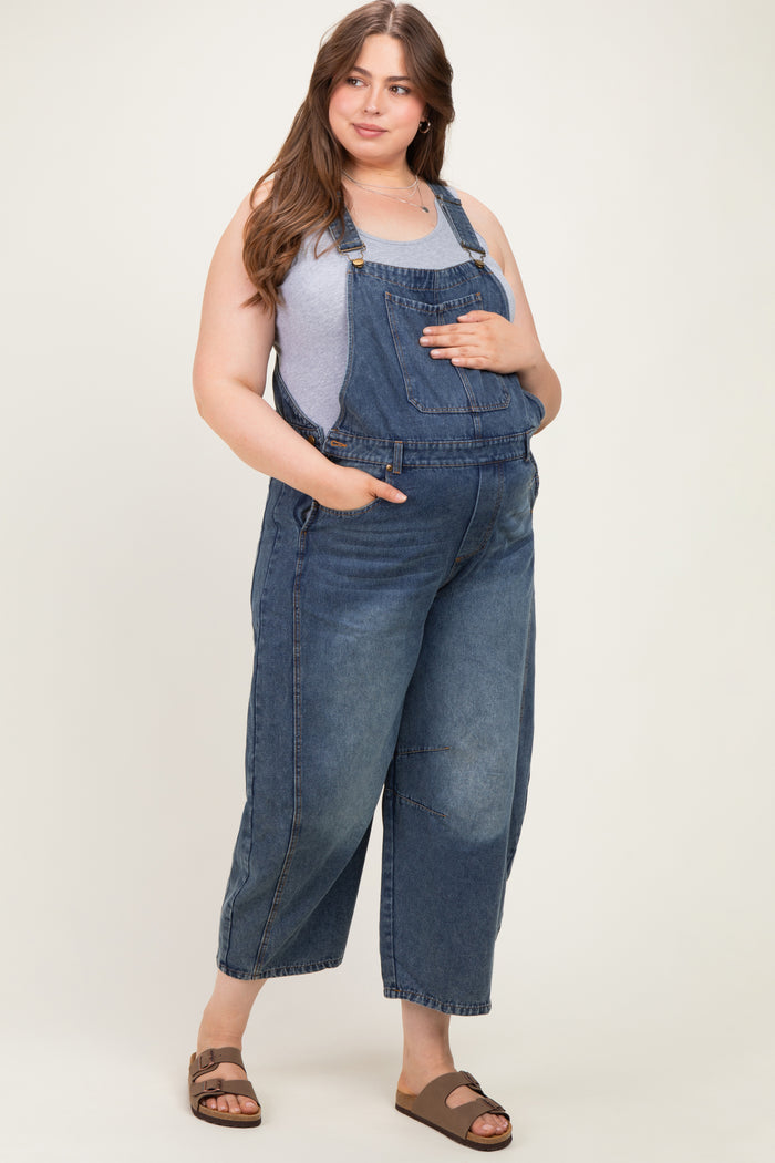 Denim Vintage Wash Plus Maternity Overall