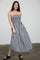 Black White Plaid Strapless Smocked Midi Dress