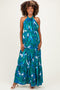 Green Printed Open Cross Back Maternity Maxi Dress