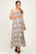 Charcoal Damask Print Strapless Smocked Maternity Midi Dress