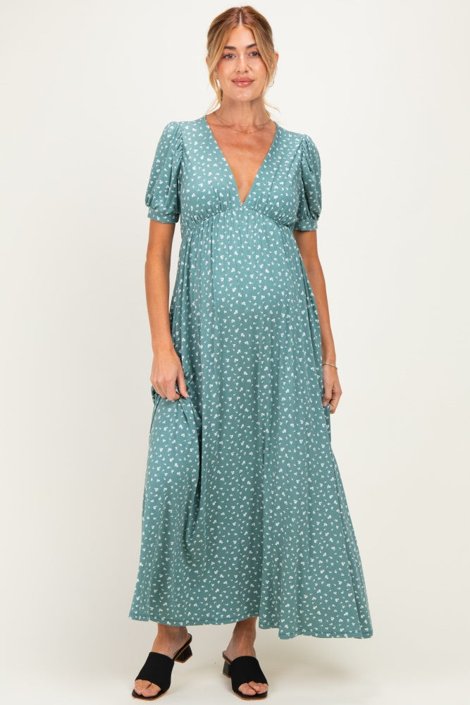 short sleeve maternity maxi dress Mocha Floral Short Sleeve Maternity Maxi Dress  PinkBlush