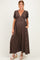 Brown Floral V-Neck Short Sleeve Maternity Maxi Dress