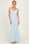 Light Blue Floral Sleeveless V-Neck Maxi Dress
