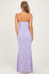 Lavender Floral Sleeveless V-Neck Maxi Dress