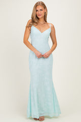 Mint Floral Sleeveless V-Neck Maternity Maxi Dress