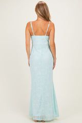 Mint Floral Sleeveless V-Neck Maxi Dress