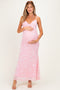 Pink Floral Sleeveless V-Neck Maternity Maxi Dress