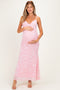 Pink Floral Sleeveless V-Neck Maternity Maxi Dress
