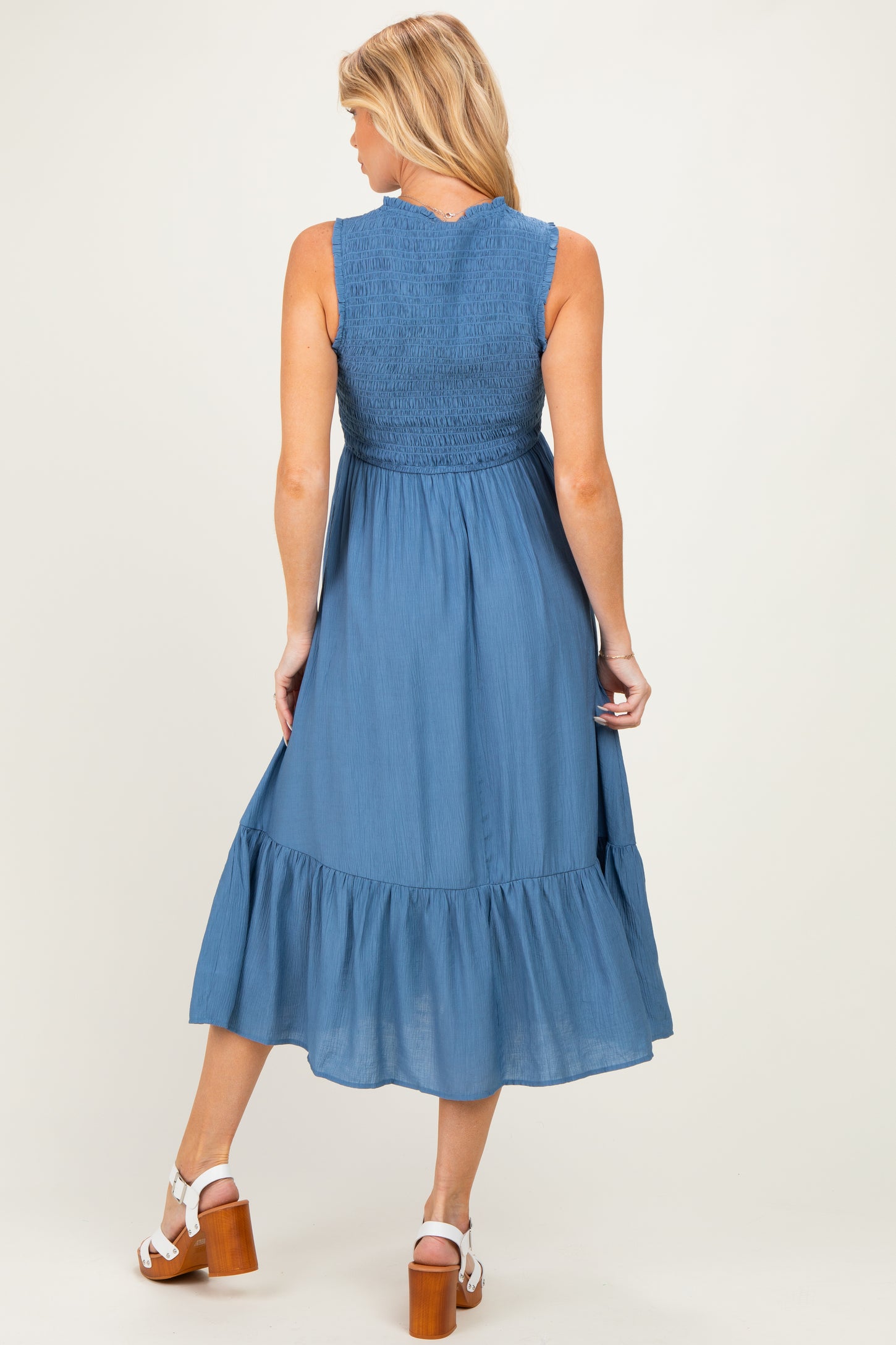 denim ruffle maxi dress Mint Velvet Blue Denim Ruffle Maxi Shirt Dress | Size 12 | Blue