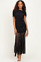 Black Draped Bodice Ruched Mesh Maxi Dress