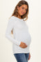 White Ribbed Scoop Neck Long Sleeve Maternity Top