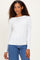 White Ribbed Scoop Neck Long Sleeve Top