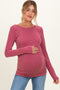 Mauve Ribbed Scoop Neck Long Sleeve Maternity Top