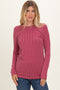 Mauve Ribbed Scoop Neck Long Sleeve Top