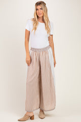 Caramel Stripe Eyelet Lace Wide Leg Pant