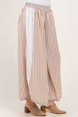 Caramel Stripe Eyelet Lace Wide Leg Pant