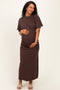 Brown Drop Shoulder Ruched Maternity Maxi Dress