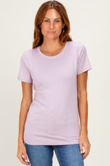 Lavender Basic Crew Neck Maternity Tee