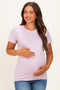Lavender Basic Crew Neck Maternity Tee