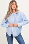 Blue Striped Long Sleeve Button Down Maternity Shirt