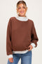 Brown Colorblock Cowl Neck Maternity Sweatshirt