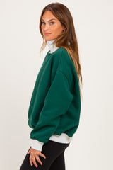 Green Colorblock Cowl Neck Sweatshirt