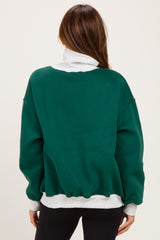 Green Colorblock Cowl Neck Sweatshirt
