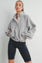 Grey Fleece Snap Button Side Pocket Pullover