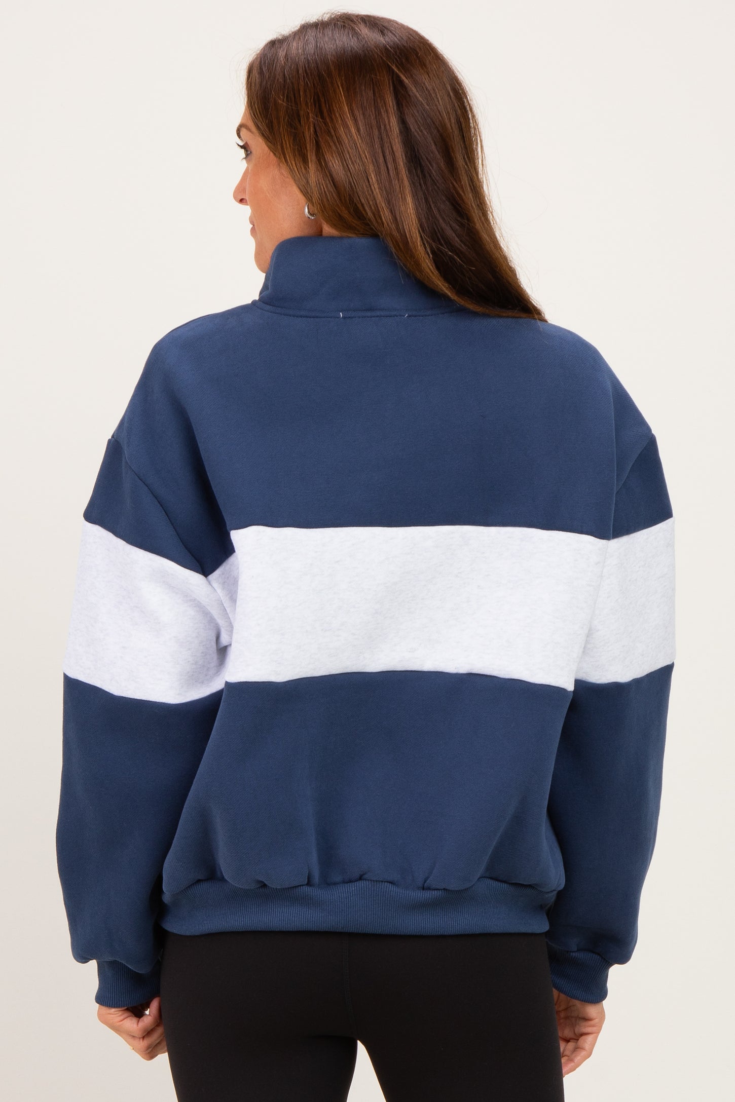 Navy Colorblock Quarter Zip Sweatshirt
