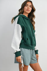 Hunter Green Colorblock Maternity Pullover Hoodie