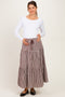 Brown Gingham Tiered Maternity Maxi Skirt