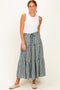 Olive Gingham Tiered Maxi Skirt