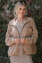 Khaki Oversized Corduroy Zipper Jacket
