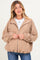 Khaki Oversized Corduroy Maternity Zipper Jacket