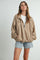 Khaki Oversized Corduroy Zipper Jacket