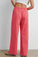 Red Plaid Drawstring Lounge Pants