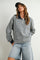 Grey Striped Long Sleeve Polo Top