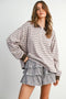 Mauve Striped Long Sleeve Polo Top