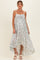 Cream Hi-Lo Spaghetti Strap Paisley Ruffle Maternity Maxi Dress