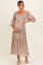 Taupe Floral Smocked Chiffon Tiered Maternity Maxi Dress