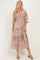 Taupe Floral Smocked Chiffon Tiered Maxi Dress