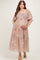 Taupe Floral Smocked Chiffon Tiered Maternity Plus Maxi Dress