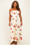 Cream Floral Thin Strap Plus Midi Dress