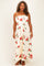 Cream Floral Thin Strap Plus Midi Dress
