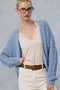 Blue Dolman Sleeve Boho Cable Knit Cardigan