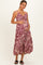 Wine Floral V-Neck Twist Front Cut Out Maternity Maxi Dress