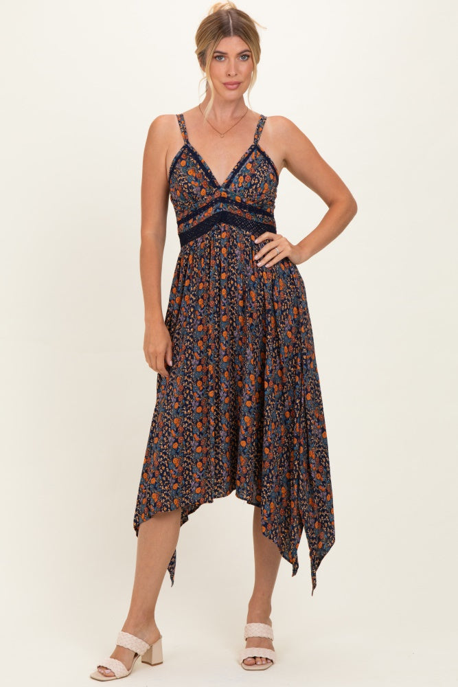 handkerchief hem dress Wholesale Green Tropical Spaghetti-Strap Midi making it perfect for special occasions or evening events Women's Petite Handkerchief Hem Crepe